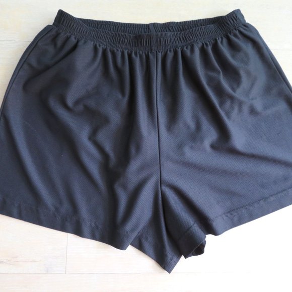 Vintage 90s Y2K Active Running Athletic Shorts M Black Elastic Panty Lined USA - Picture 2 of 6